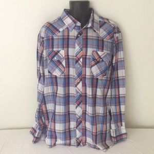 GUC Wrangler Plaid Pearl Snap Shirt, Size 2XL